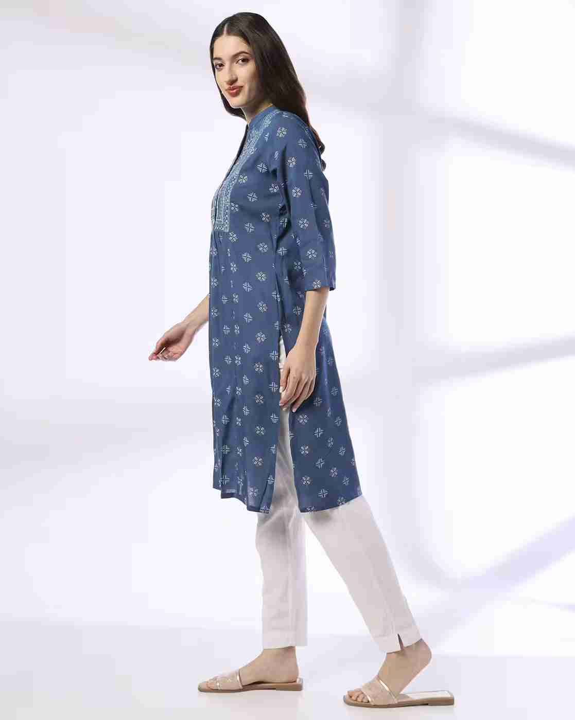 SIYAHI | Women Geometric Print Straight Kurta|1