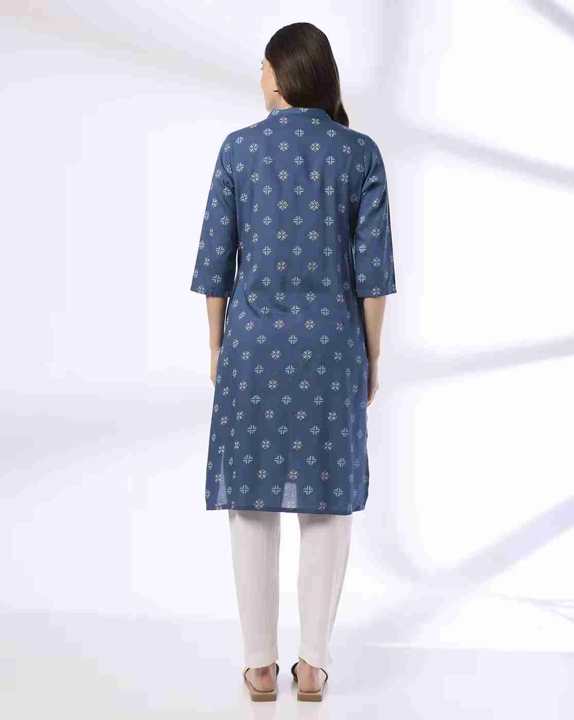 SIYAHI | Women Geometric Print Straight Kurta|2