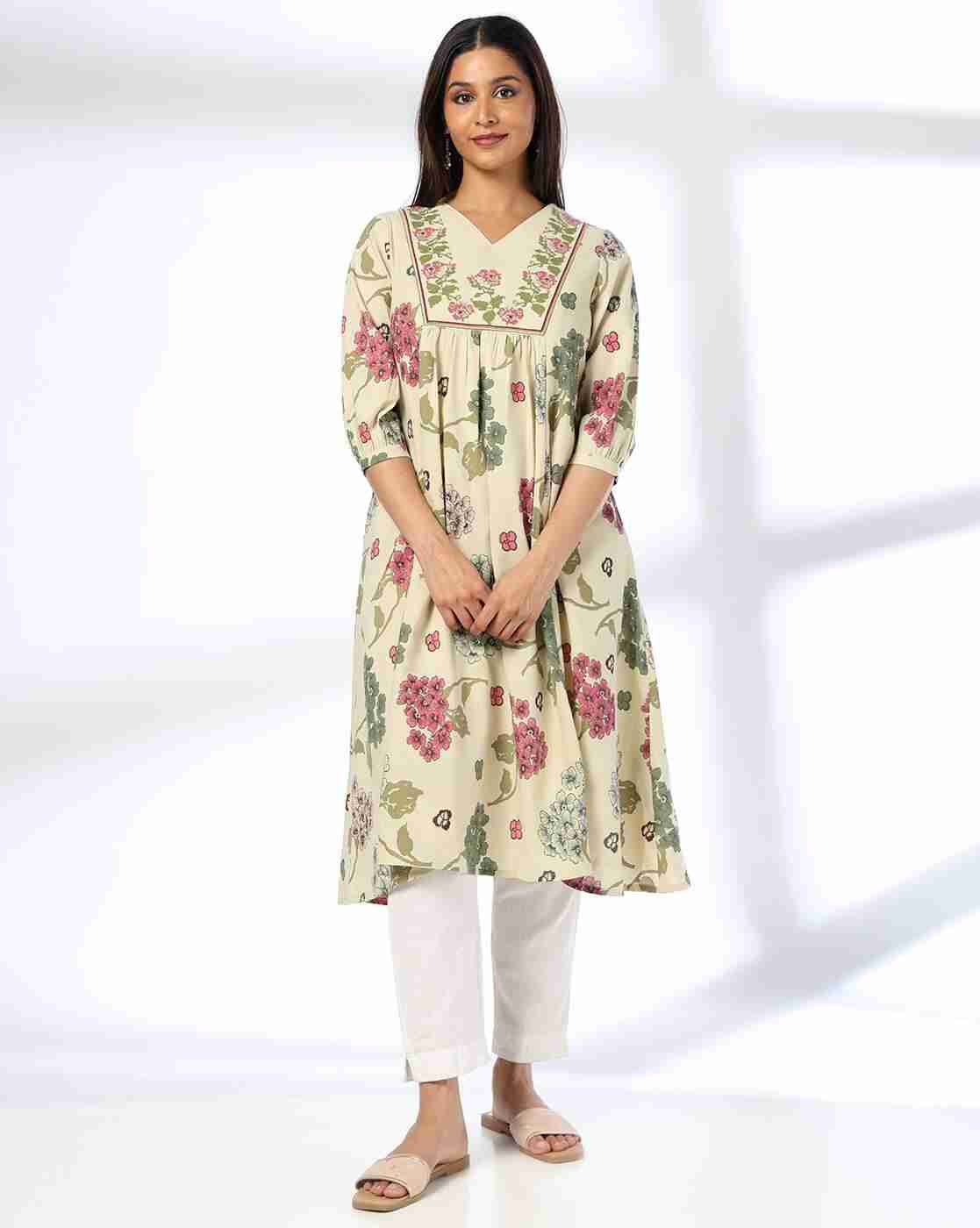 SIYAHI | Women Floral Print Flared Kurta|0