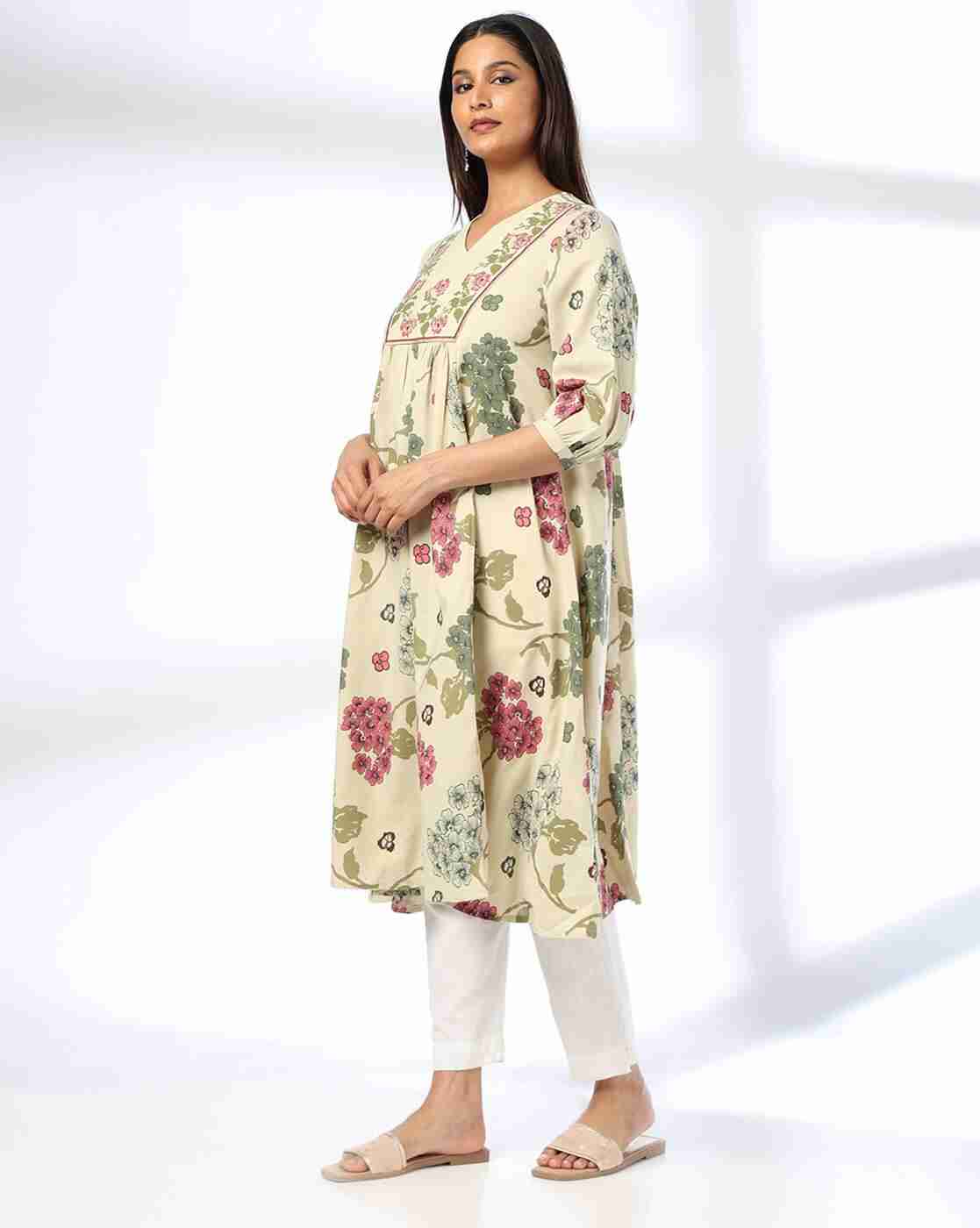 SIYAHI | Women Floral Print Flared Kurta|1