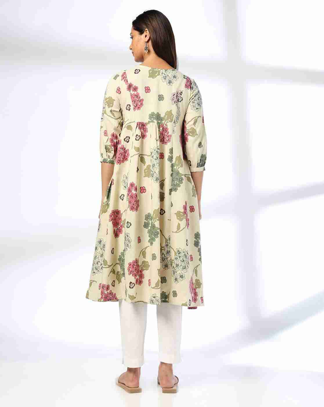 SIYAHI | Women Floral Print Flared Kurta|2