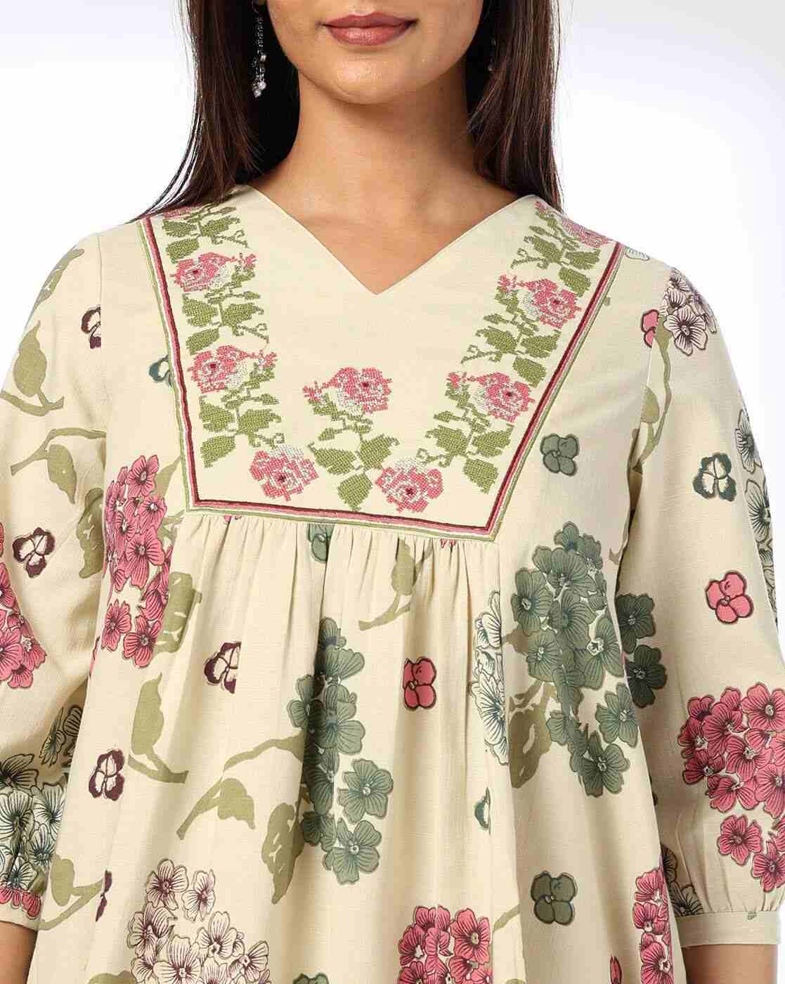 SIYAHI | Women Floral Print Flared Kurta|3