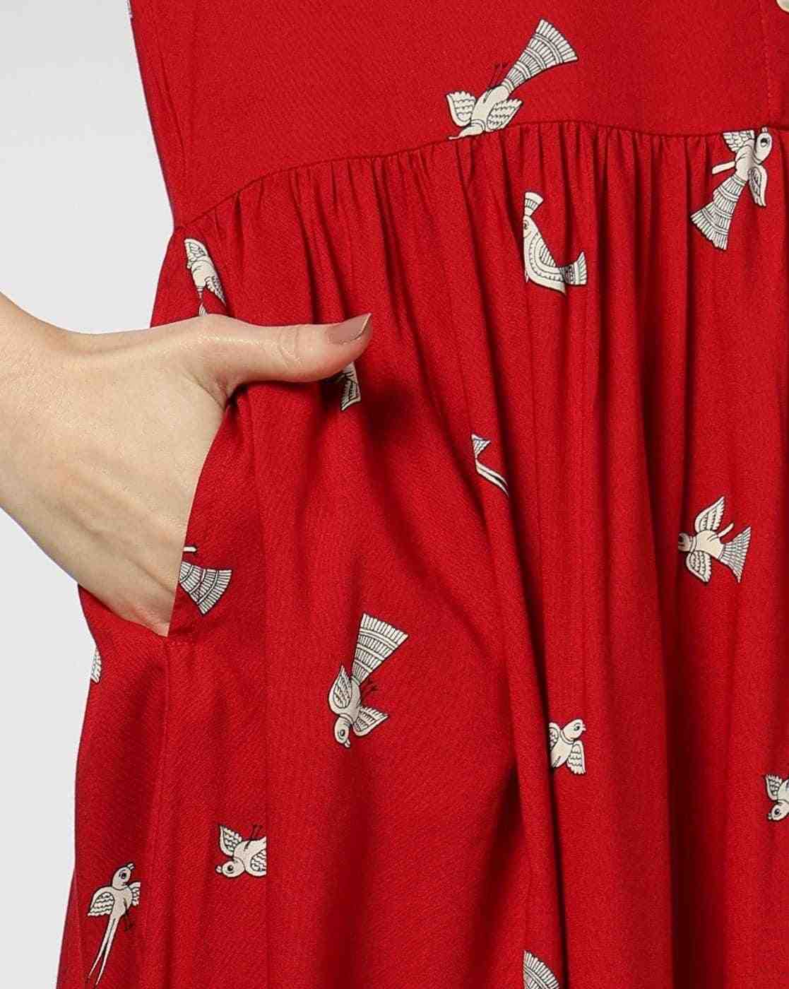 SIYAHI | Women Printed Round-Neck A-Line Dress|4