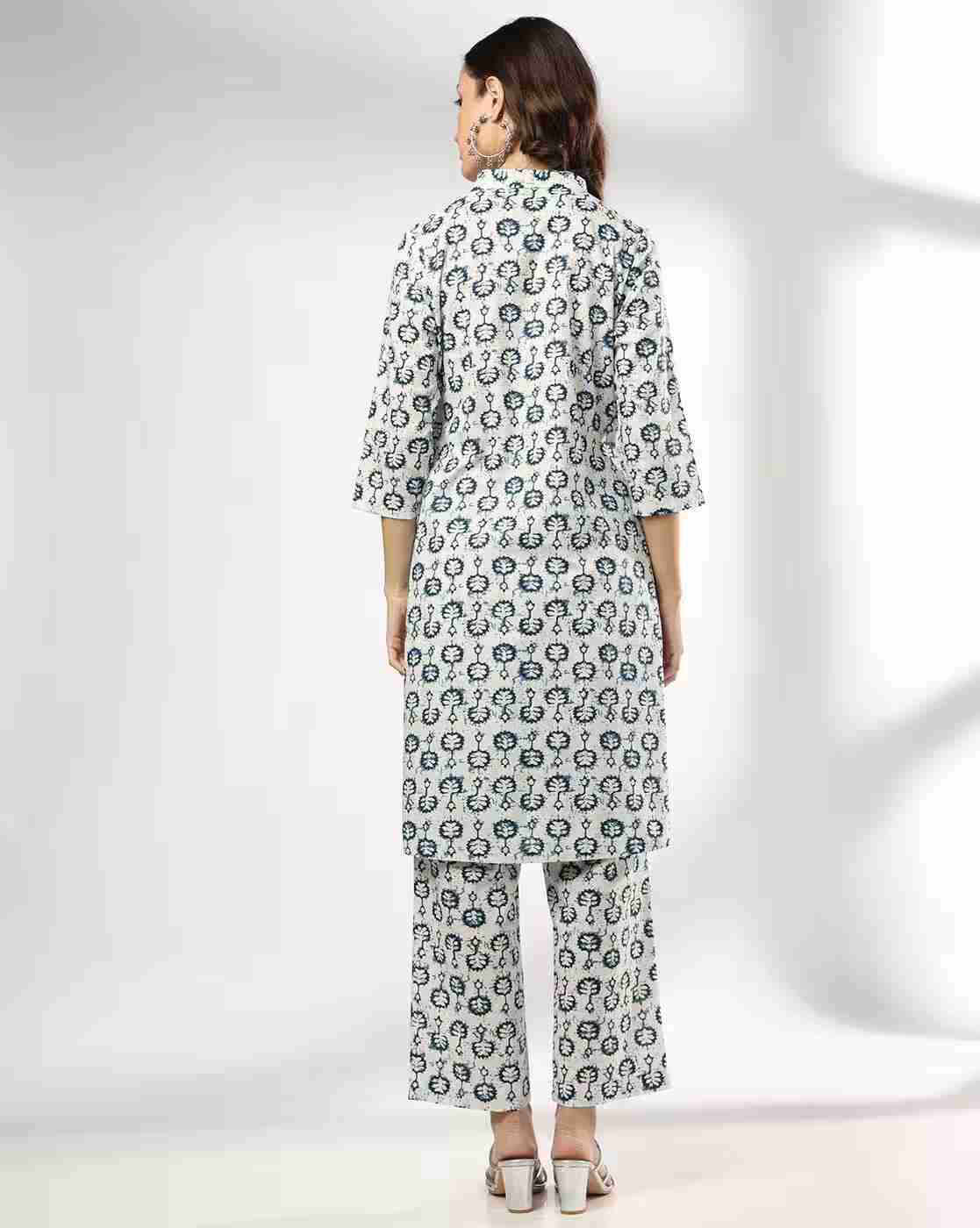 SIYAHI | Women Floral Print Straight Kurta with Palazzos|2