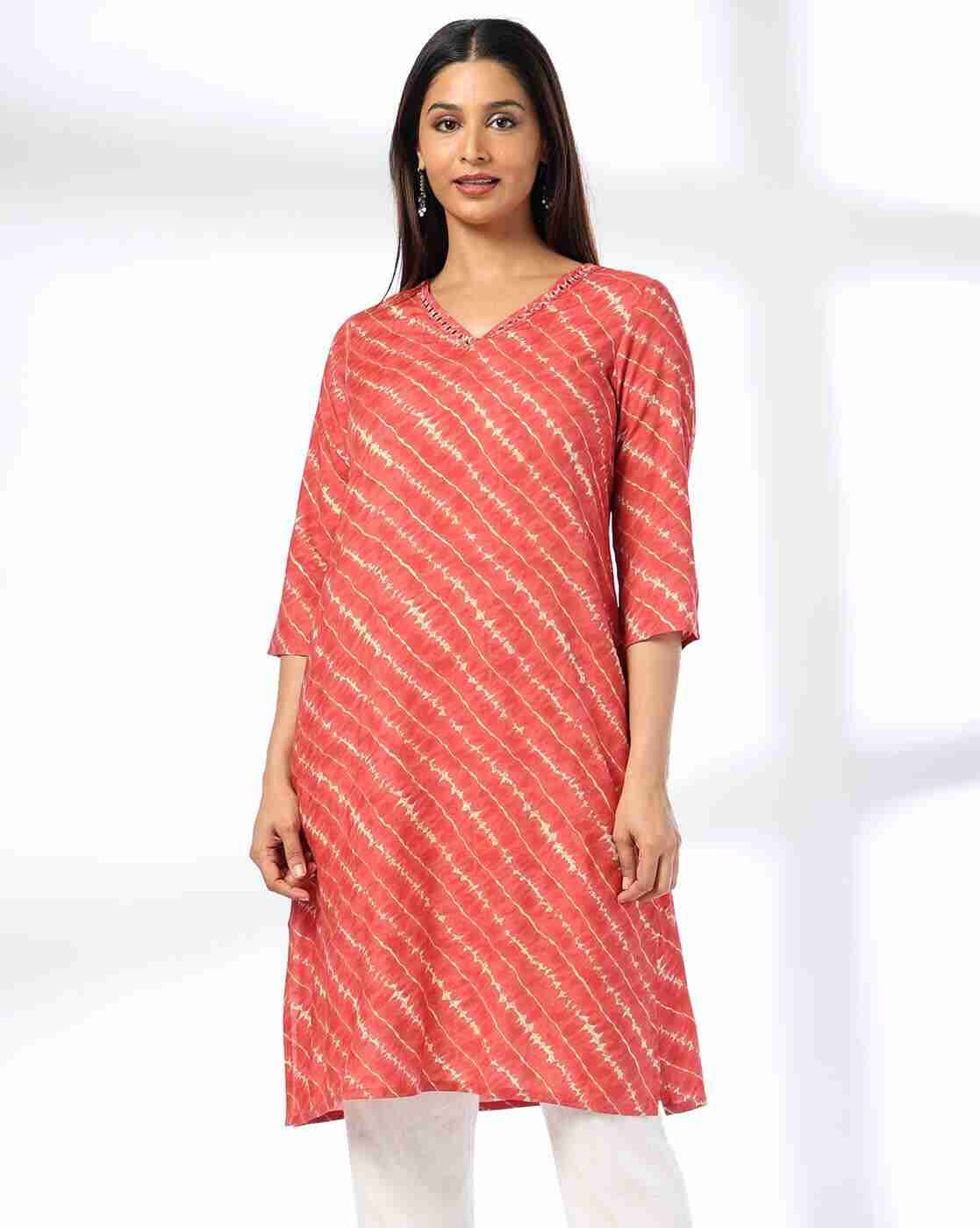 SIYAHI | Women Lehariya Print Straight Kurta|0