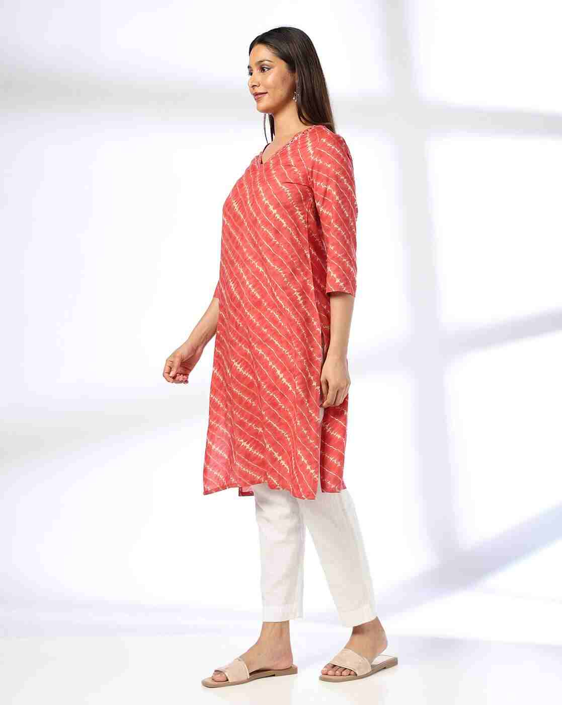 SIYAHI | Women Lehariya Print Straight Kurta|1