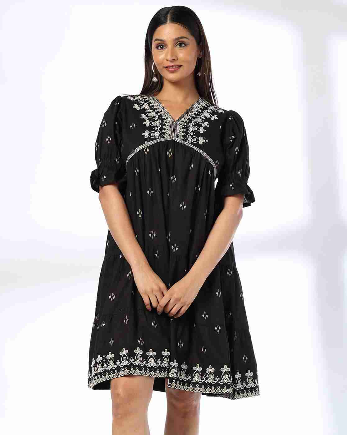 SIYAHI | Women Printed A-Line Dress|0