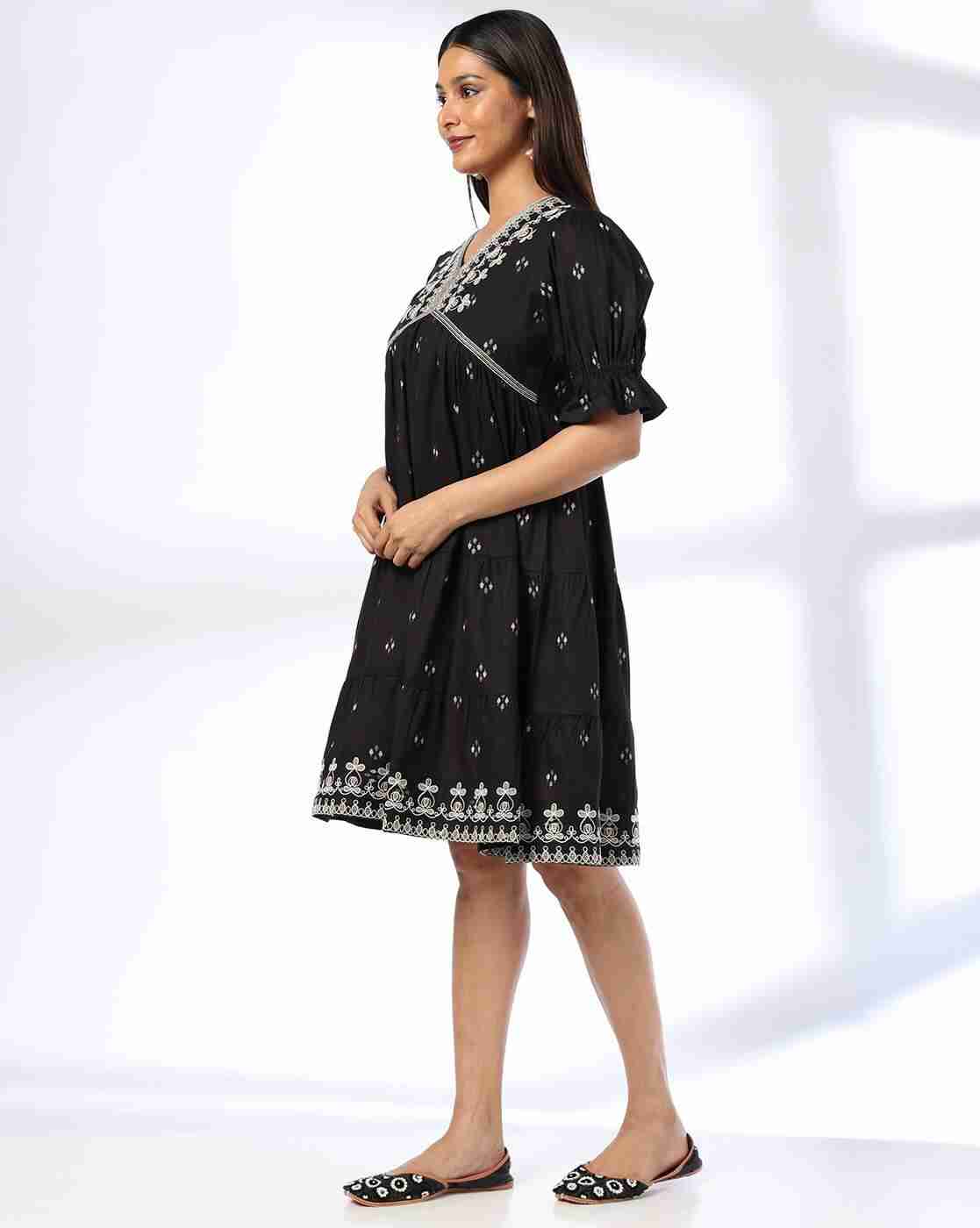 SIYAHI | Women Printed A-Line Dress|1