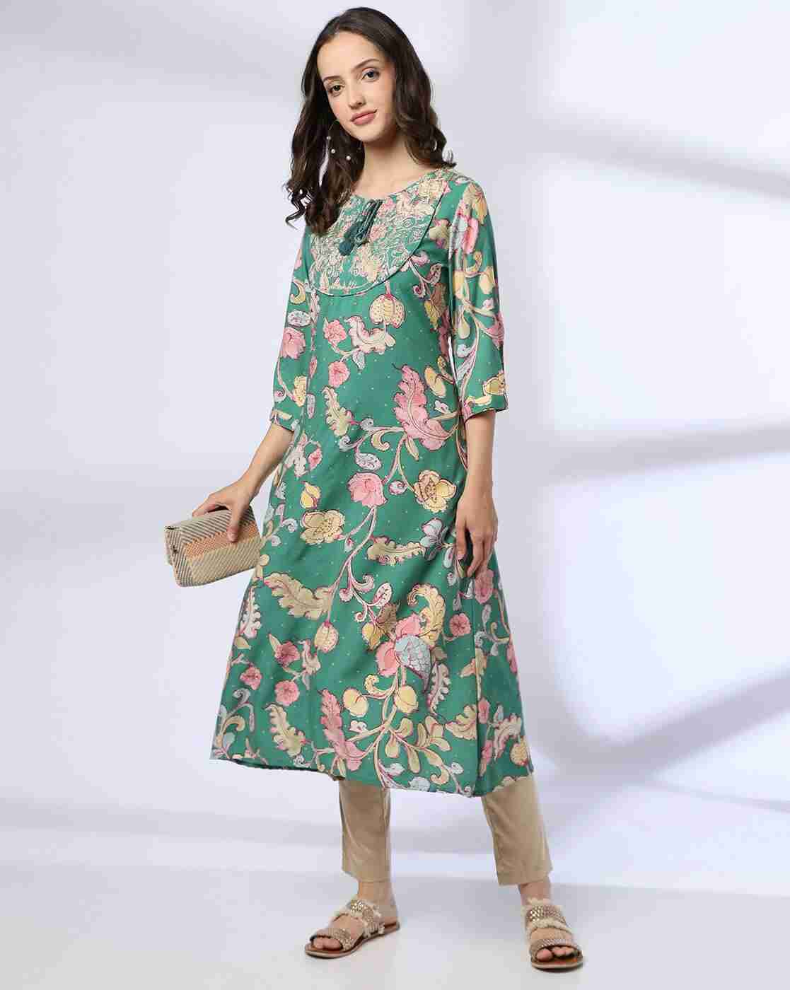 SIYAHI | Women All-Over Floral Print A-Line Kurta|0