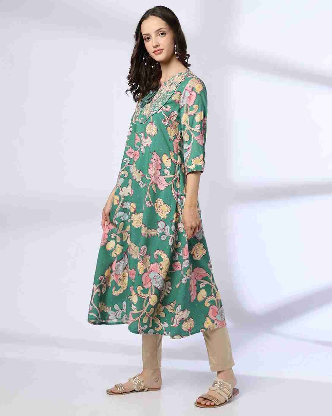 SIYAHI | Women All-Over Floral Print A-Line Kurta|1