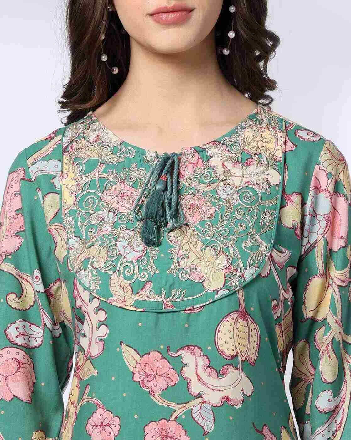 SIYAHI | Women All-Over Floral Print A-Line Kurta|3
