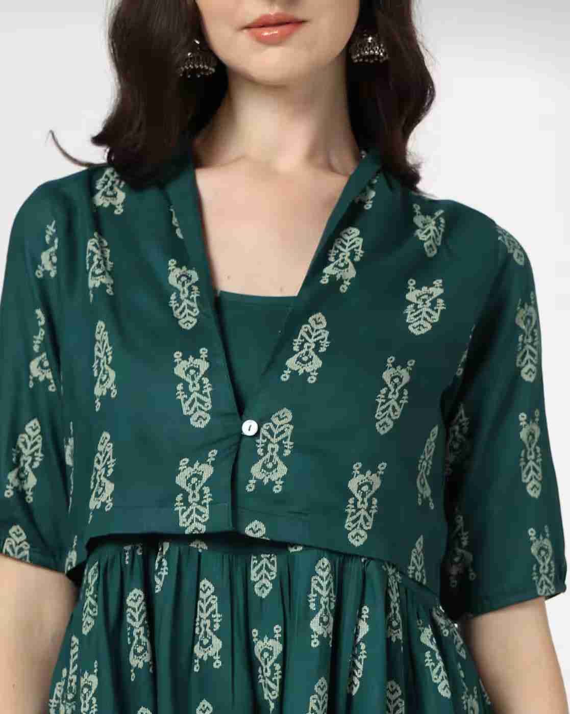 SIYAHI | Women Ikat Print A-Line Dress with Jacket|4