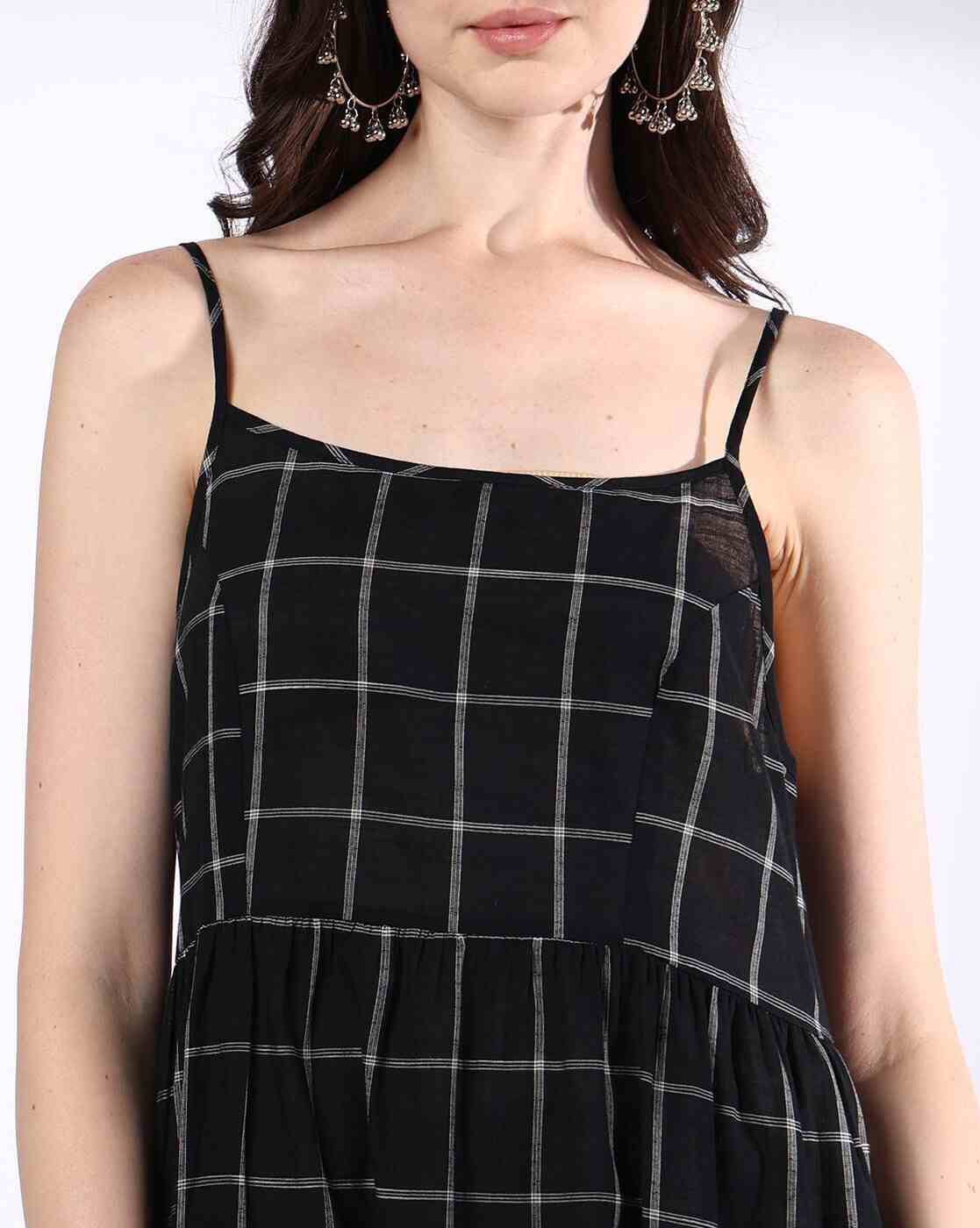 SIYAHI | Women Checked A-Line Dress with Jacket|4