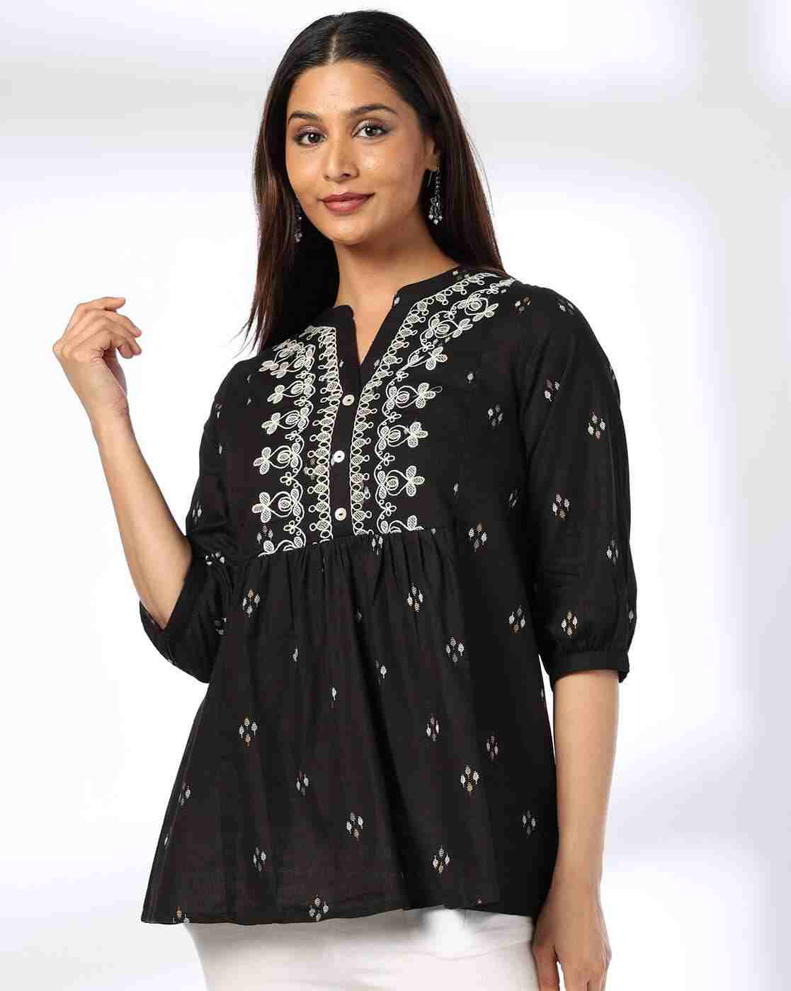SIYAHI | Women Embroidered Relaxed Fit Top|0