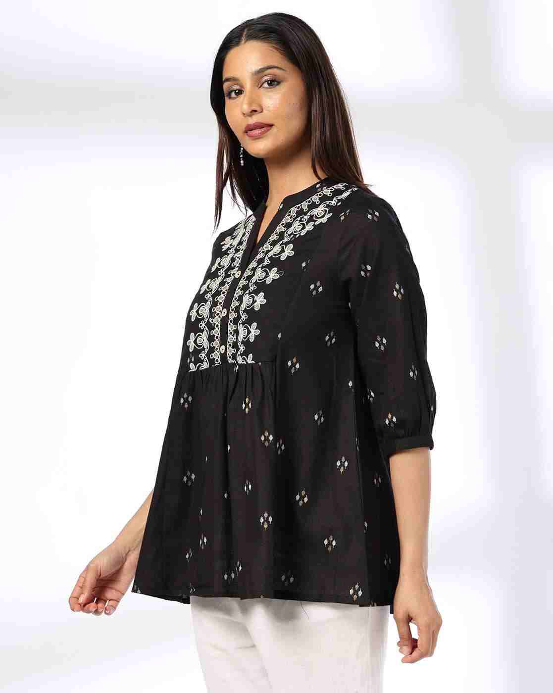 SIYAHI | Women Embroidered Relaxed Fit Top|1