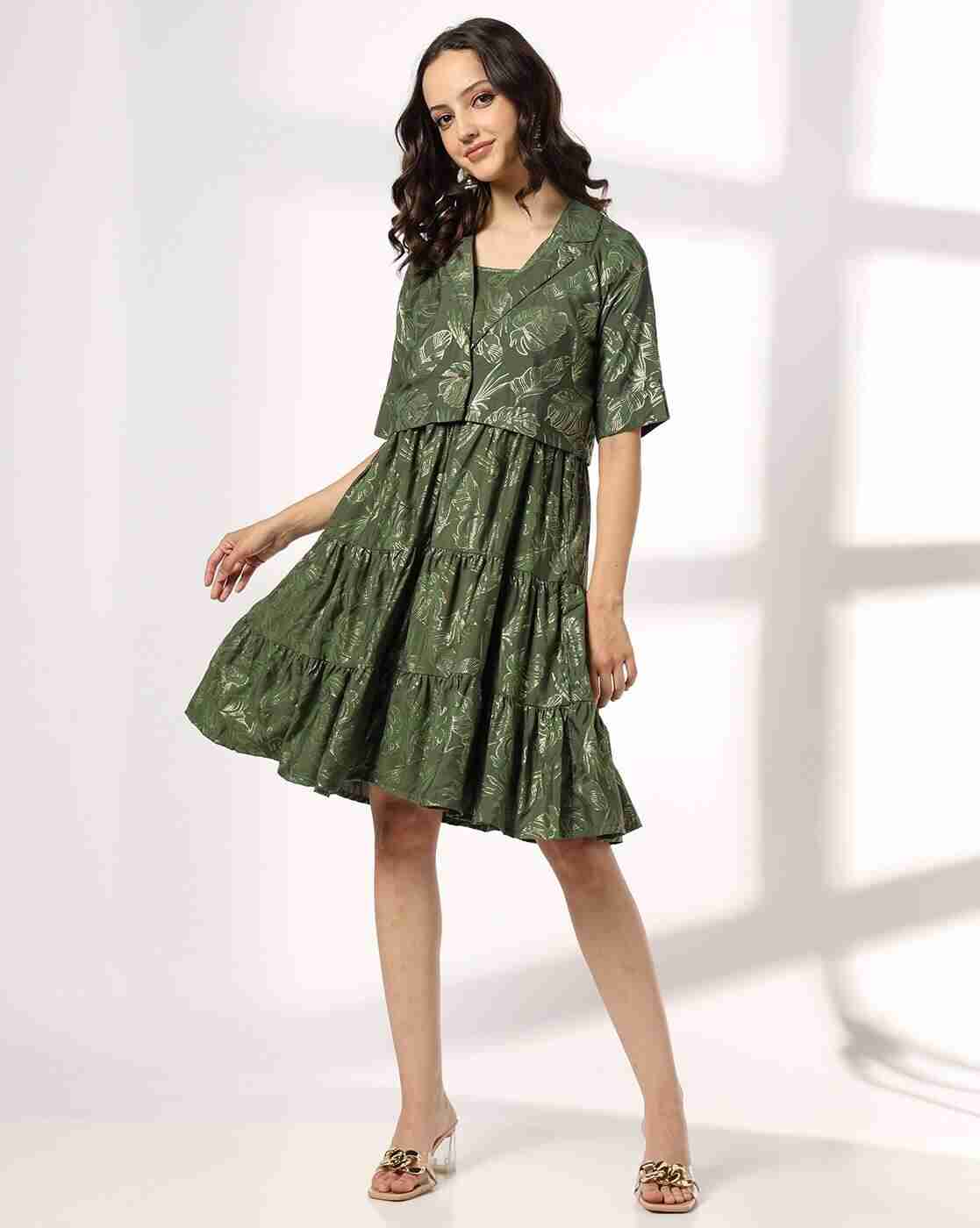 SIYAHI | Women Floral Print Tiered Dress with Jacket|0