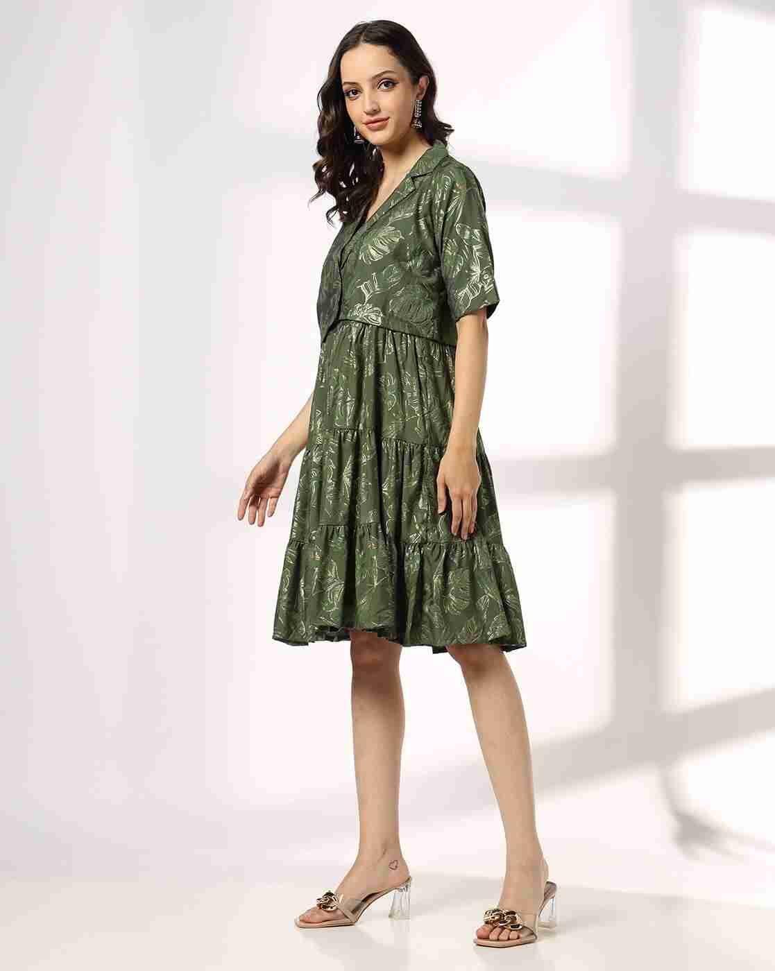 SIYAHI | Women Floral Print Tiered Dress with Jacket|1