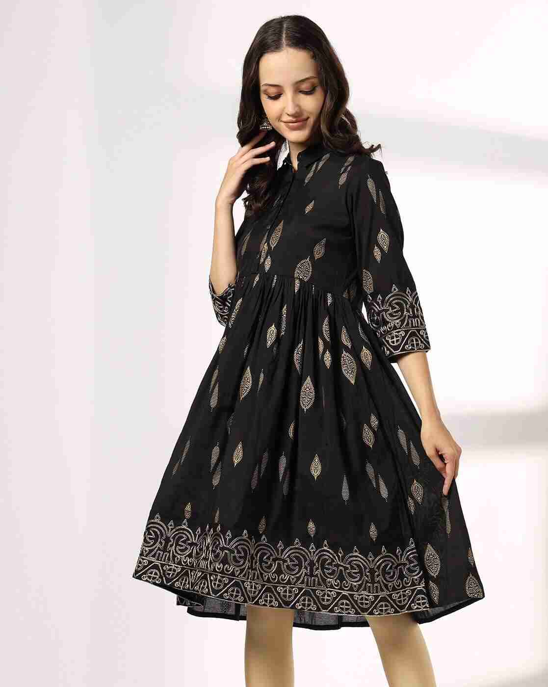 SIYAHI | Women Printed A-Line Dress with Insert Pocket|0