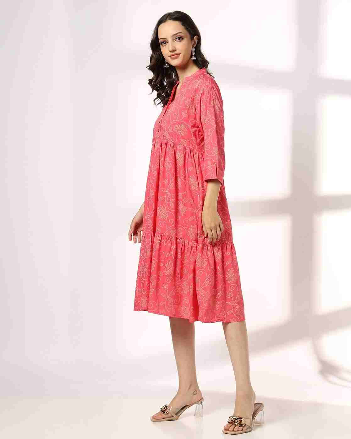SIYAHI | Women Bandhani Print Tiered Dress with Insert Pocket|1
