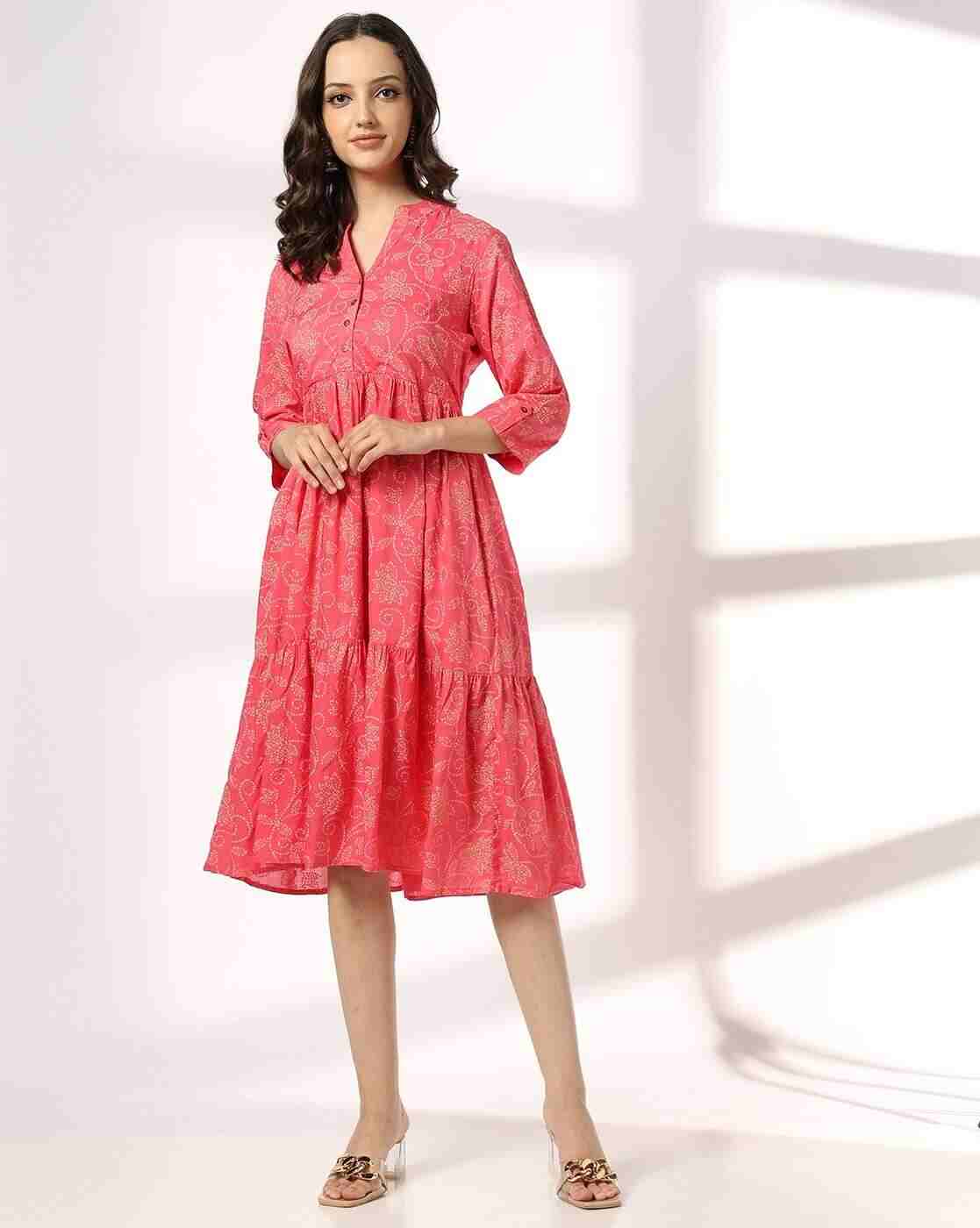 SIYAHI | Women Bandhani Print Tiered Dress with Insert Pocket|3