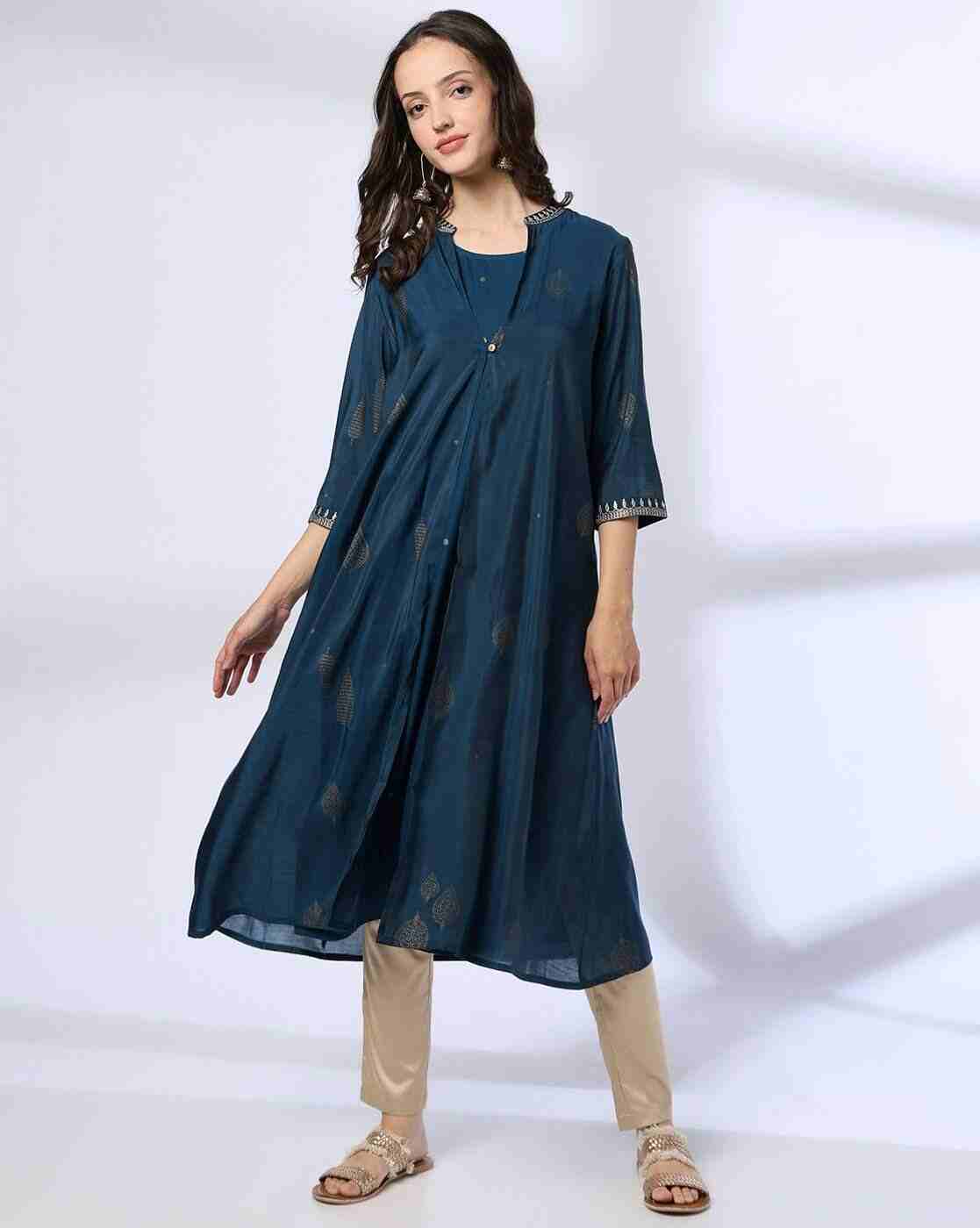 SIYAHI | Women Printed Layered A-Line Kurta|0