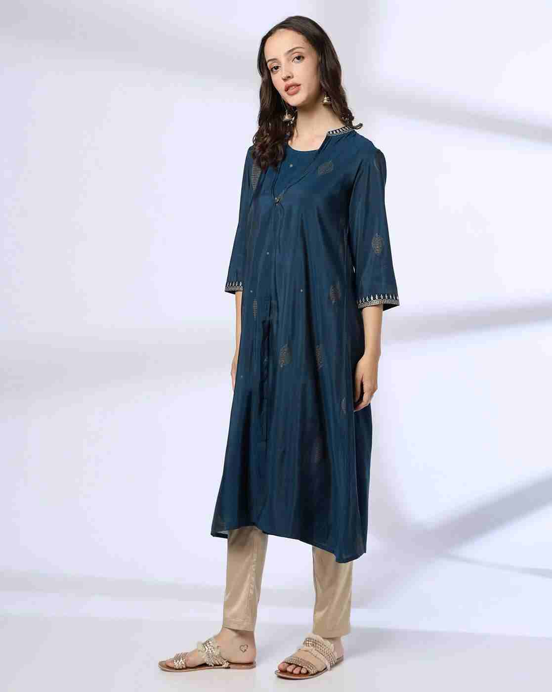 SIYAHI | Women Printed Layered A-Line Kurta|1
