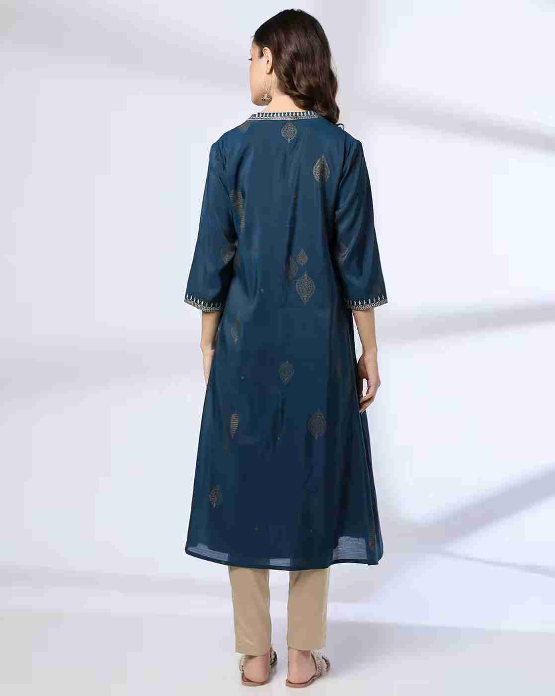 SIYAHI | Women Printed Layered A-Line Kurta|2
