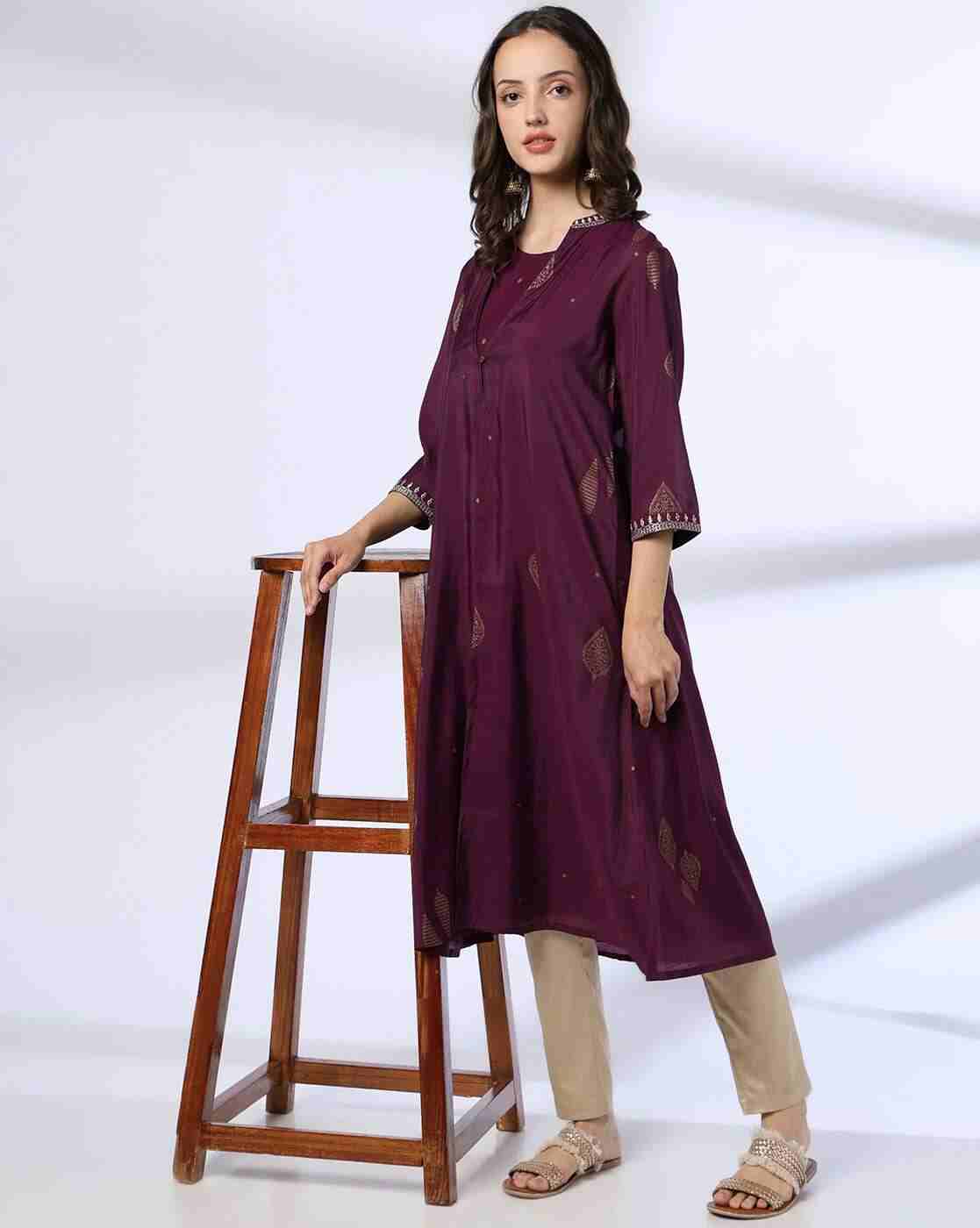 SIYAHI | Women Printed Layered A-Line Kurta|0