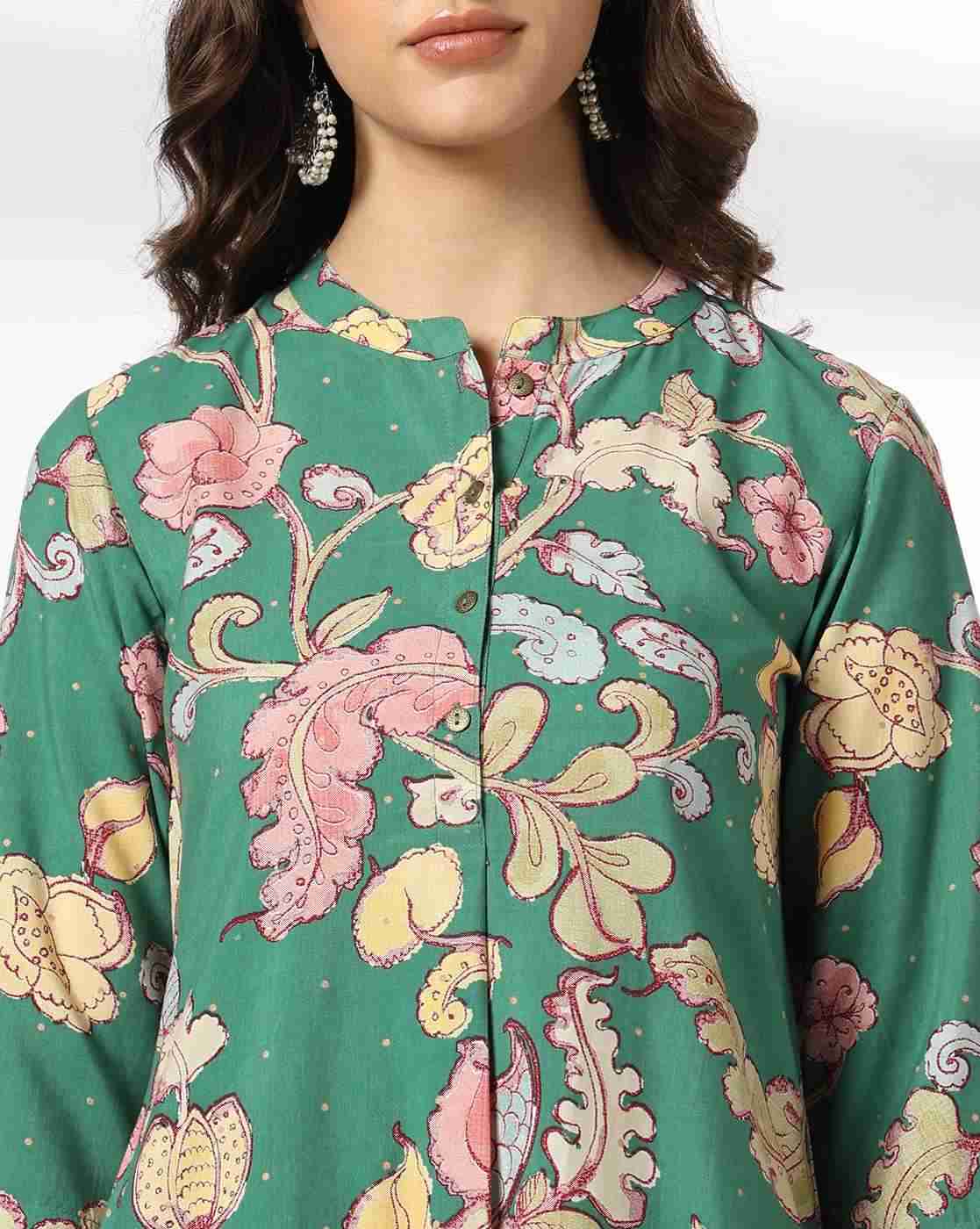 SIYAHI | Women Floral Print Straight Kurta with Pants|3