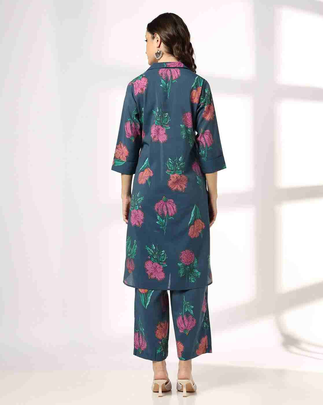 SIYAHI | Women Floral Print Straight Kurta with Palazzos|2