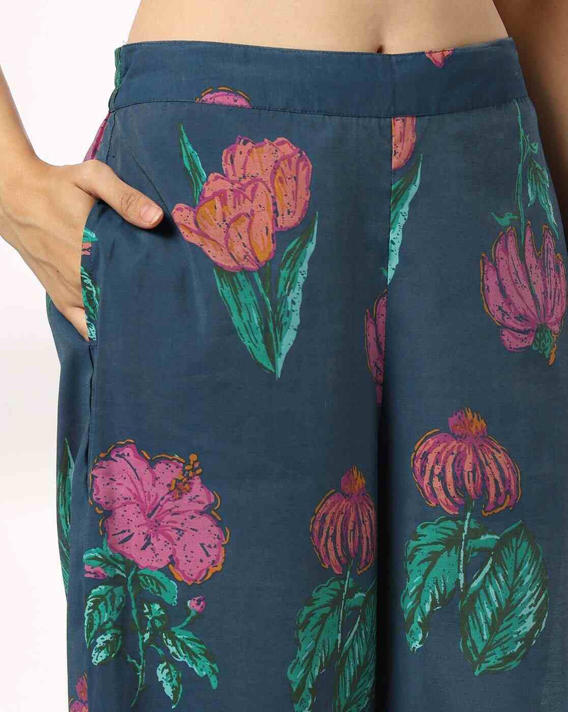 SIYAHI | Women Floral Print Straight Kurta with Palazzos|5