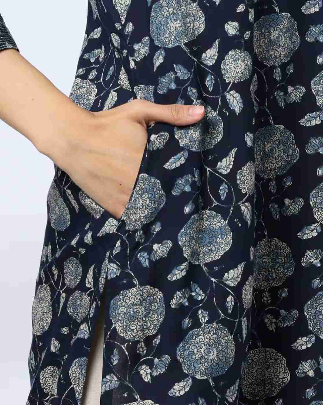 SIYAHI | Craft Inspired All-Over Printed Kurta with Zari Couching|4