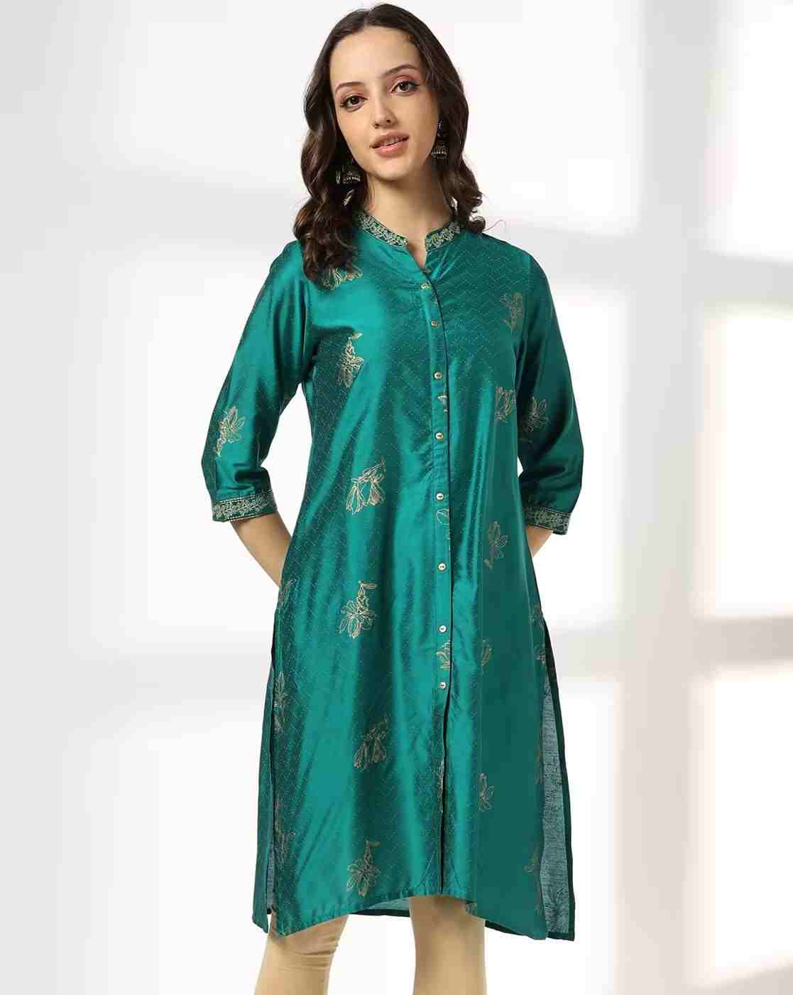 Women Embroidered Straight Kurta with Insert Pocket