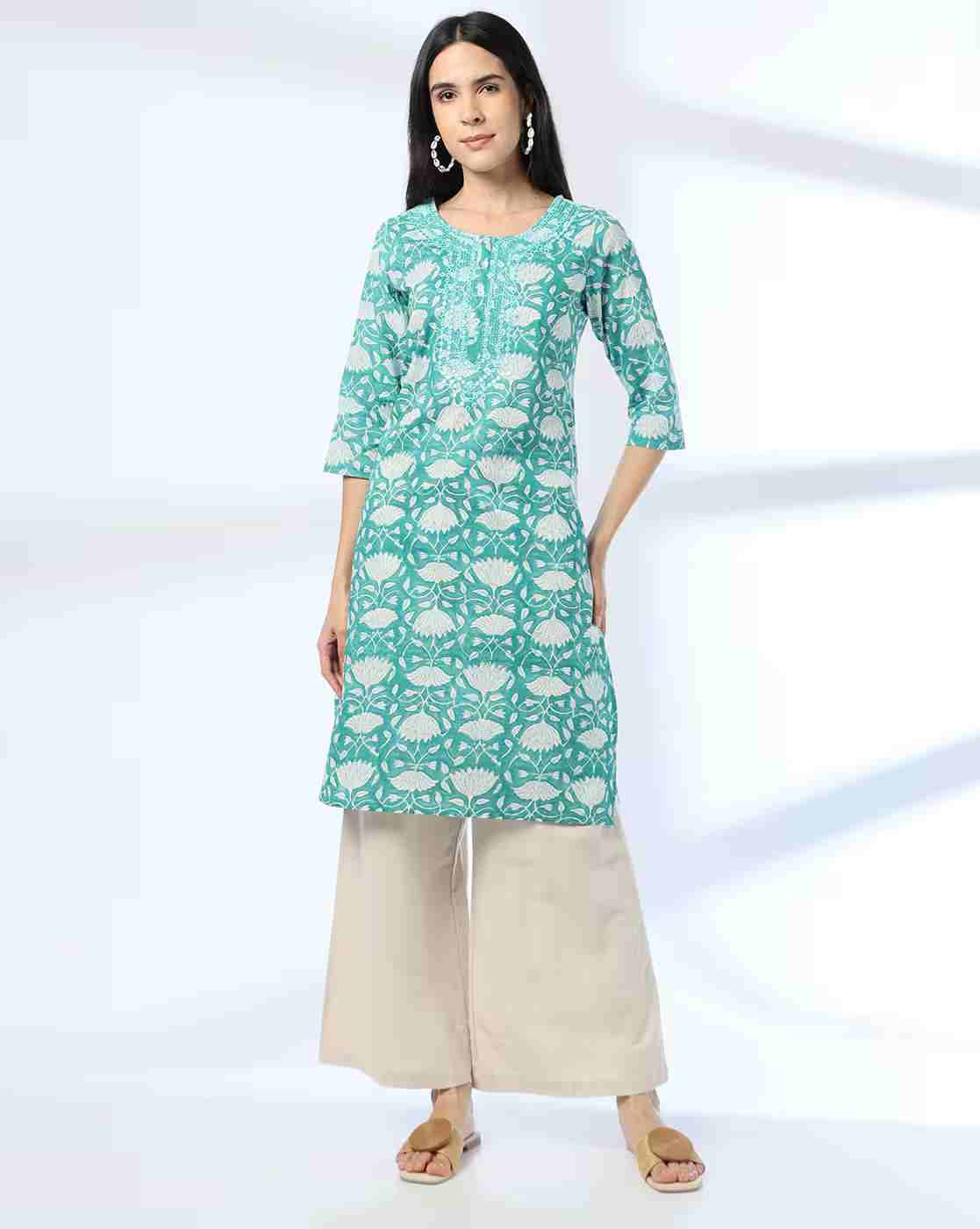 SIYAHI | Men Floral Print Straight Kurta|0