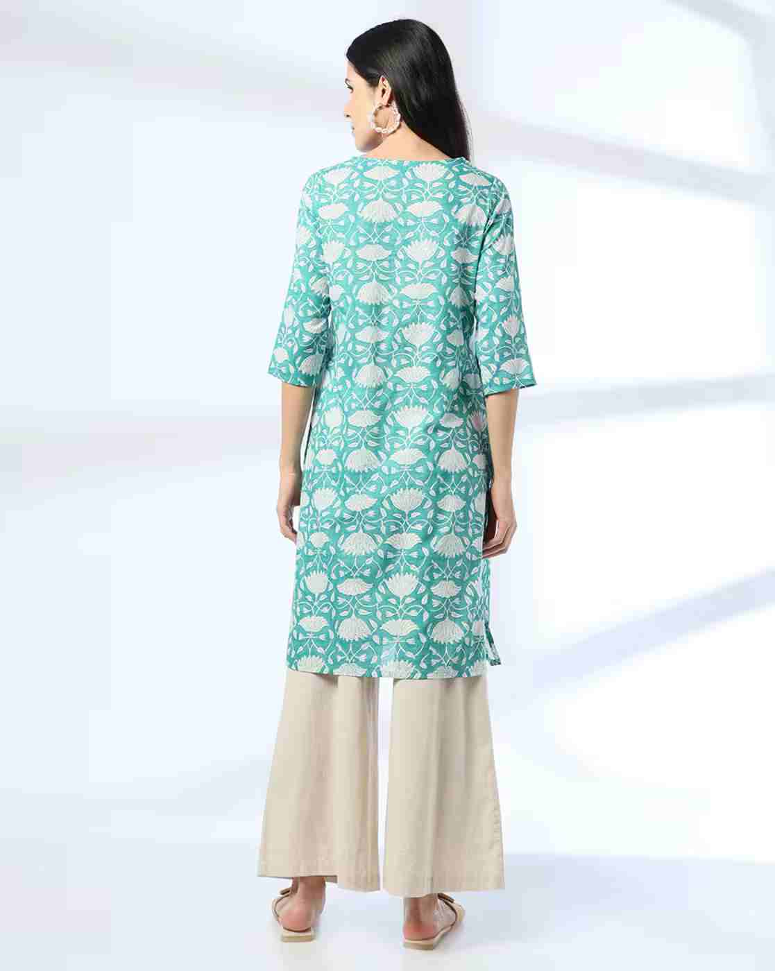 SIYAHI | Men Floral Print Straight Kurta|2