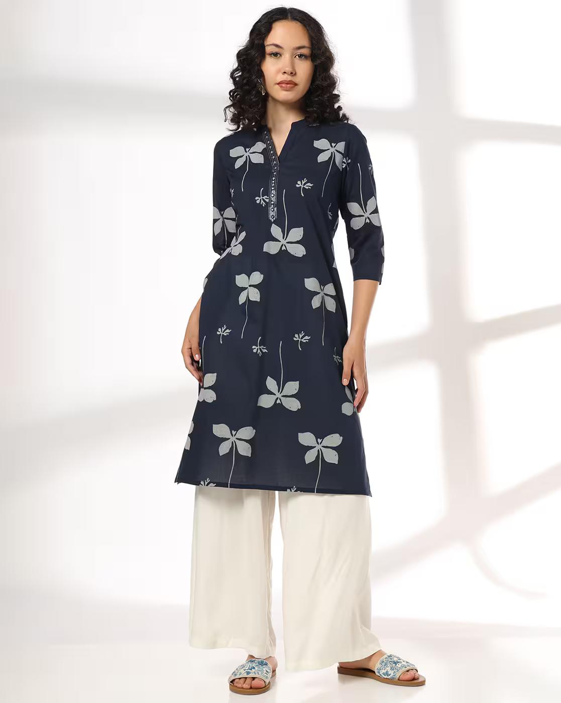 SIYAHI | Women Floral Print Straight Kurta|0