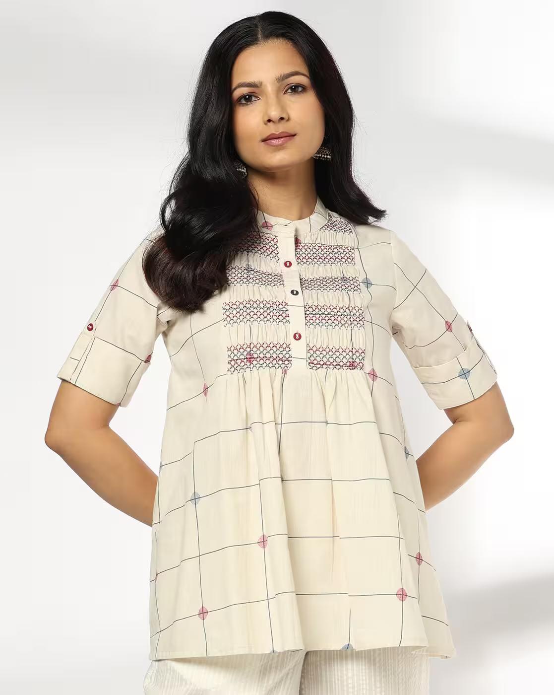 SIYAHI | Women Checked Flared Tunic|0