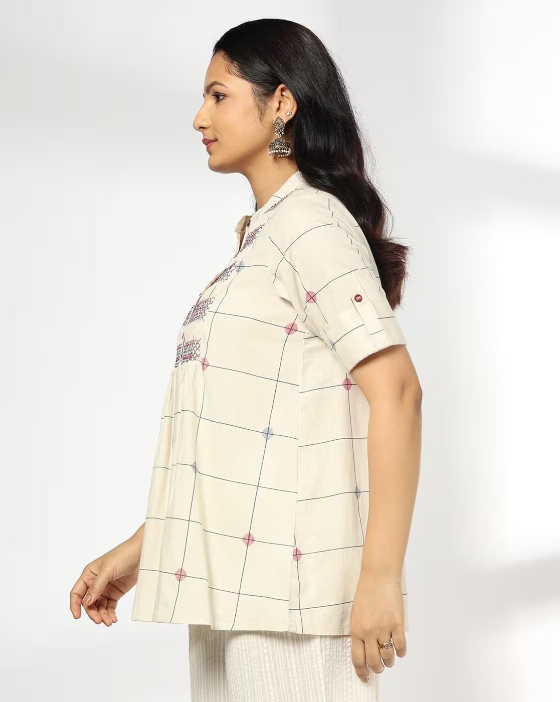 SIYAHI | Women Checked Flared Tunic|1