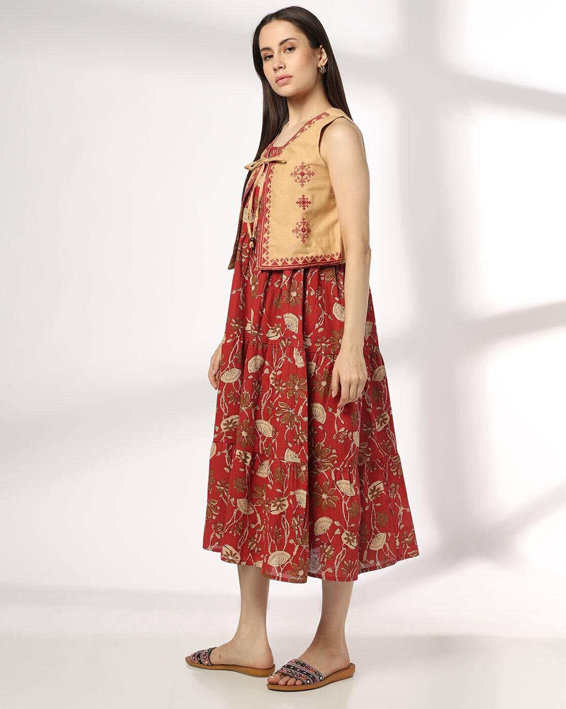 SIYAHI | Women Floral Print Fit & Flare Dress with Jacket|1