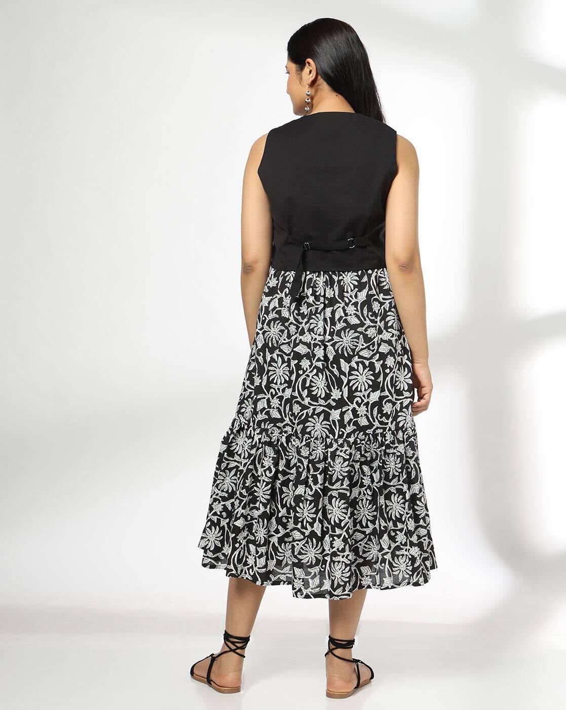 SIYAHI | Women Floral Print Tiered Dress with Jacket|2