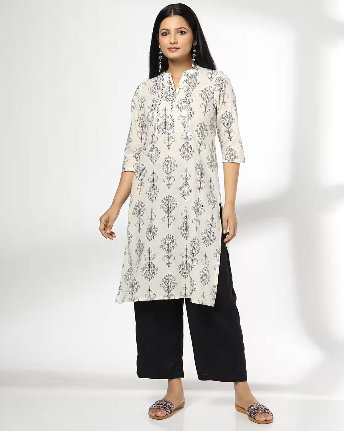 SIYAHI | Women Embroidered Straight Kurta|0