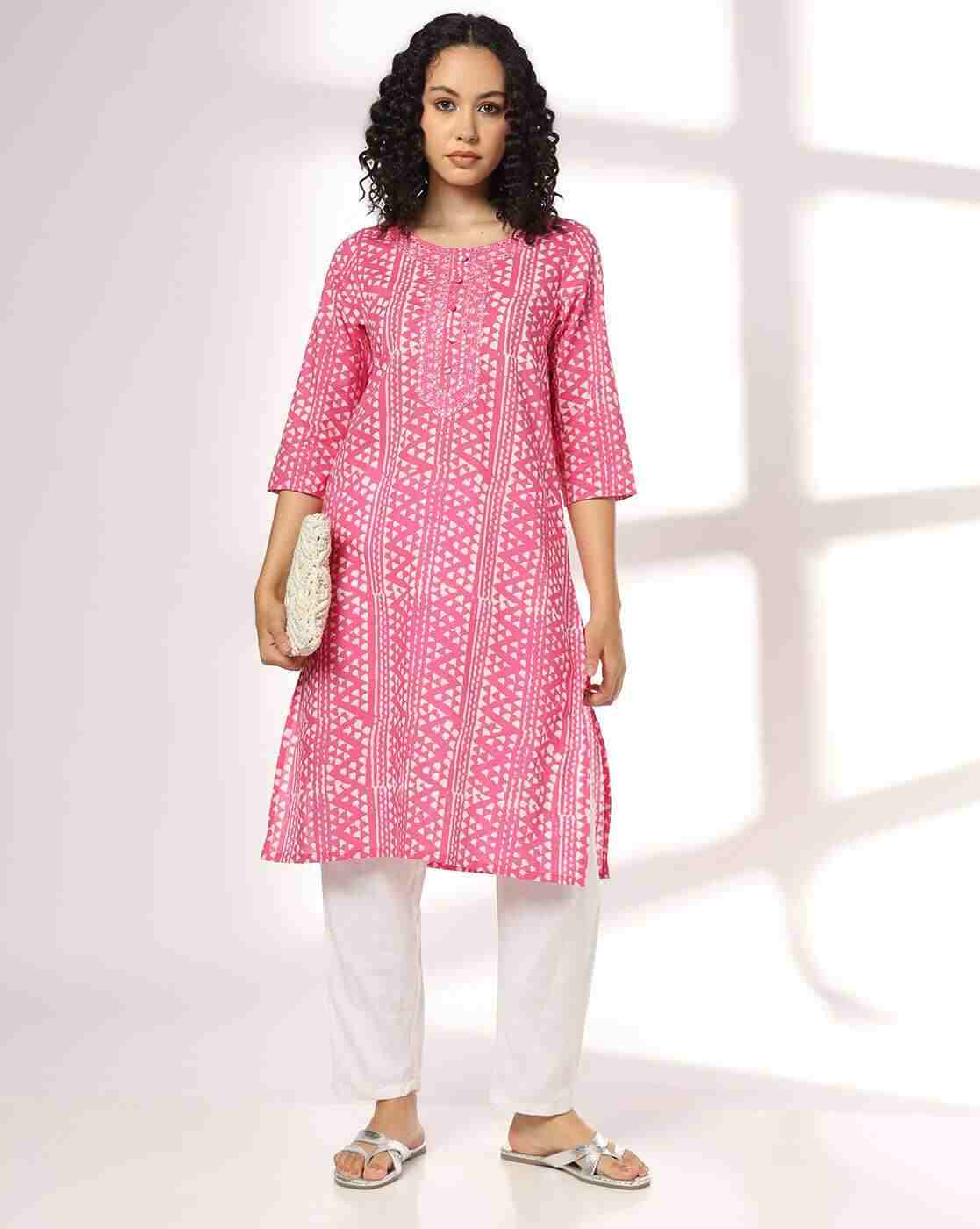 SIYAHI | Women Mirror Embroidered Work Yoke Straight Kurta|0