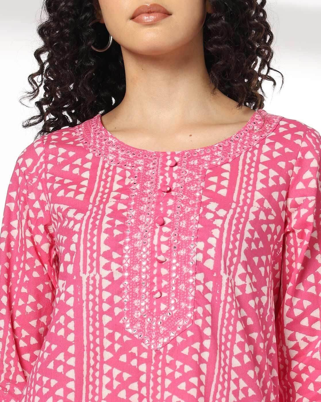 SIYAHI | Women Mirror Embroidered Work Yoke Straight Kurta|4