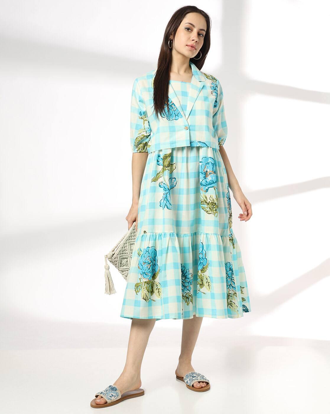 SIYAHI | Women Floral Print Strappy Dress with Jacket|0