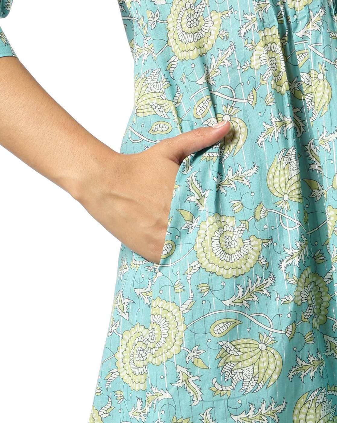 SIYAHI | Women Floral Print Flared Kurta with Pintuck|4