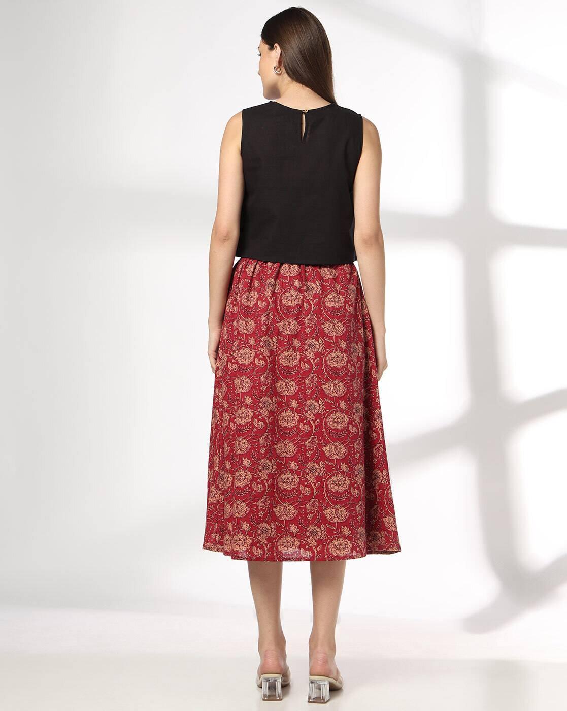 SIYAHI | Women Embroidered Crop Top with Skirt Set|2