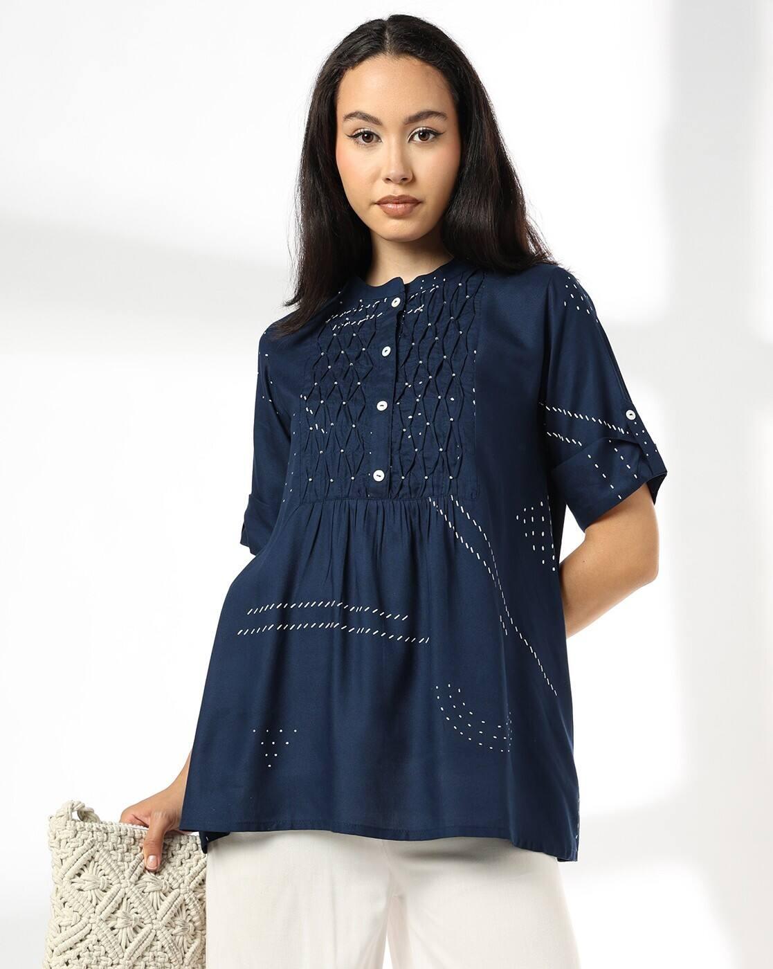 SIYAHI | Women All Over Print Tunics with Smocking|0