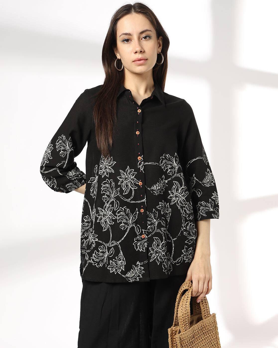 SIYAHI | Women Floral Print Relaxed Fit Shirt|0