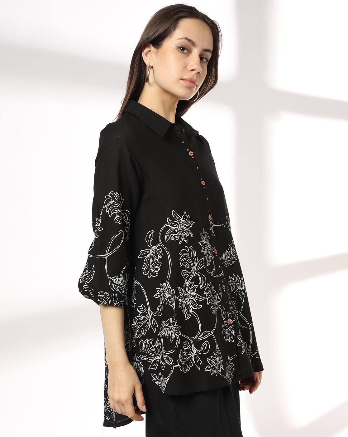 SIYAHI | Women Floral Print Relaxed Fit Shirt|1