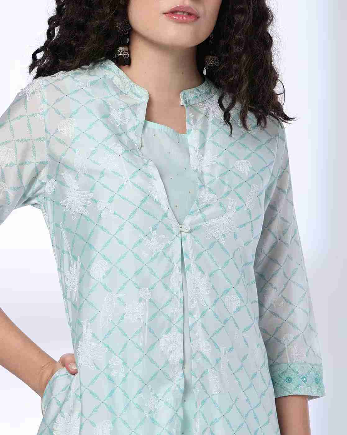 SIYAHI | Women Layered Kurta with Embroidered Cuffs|4